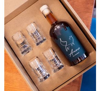 COFANETTO REGALO: AMARO DEL RICORDO + 4 BICCHIERI